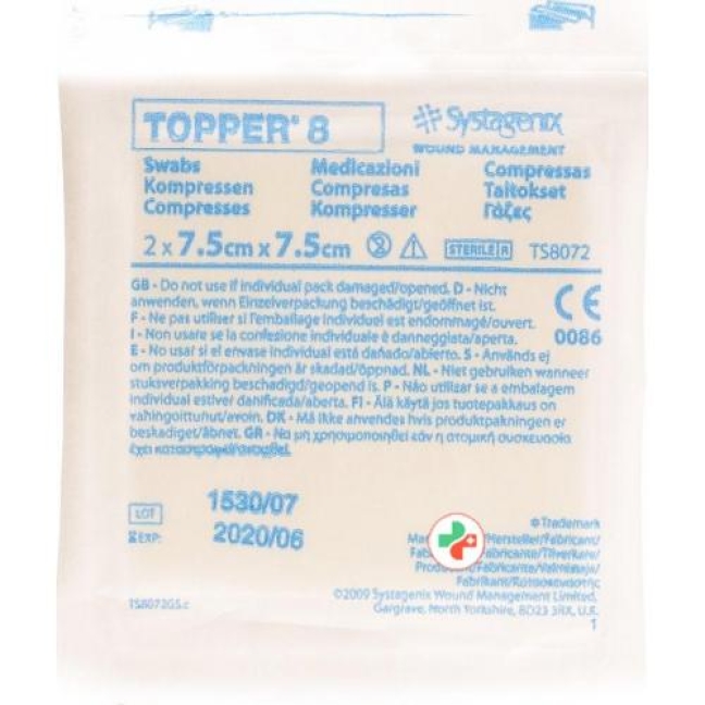 Topper 8 Einmal-Kompressen 7.5x7.5см стерильный 50 пакетиков a 2 штуки