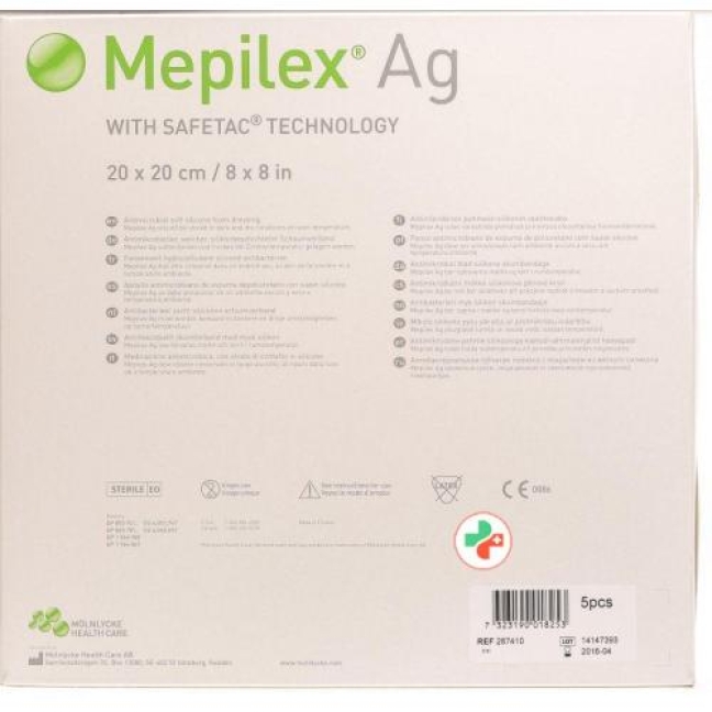 Mepilex Ag Schaumverband Safetac 20x20см Sil 5 штук Mepilex Ag Schaumverband Safetac 20x20см Sil 5 штук