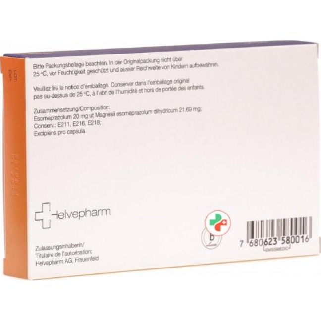 Esomeprazol Helvepharm 20 mg 14 Kaps Esomeprazol Helvepharm 20 mg 14 Kaps