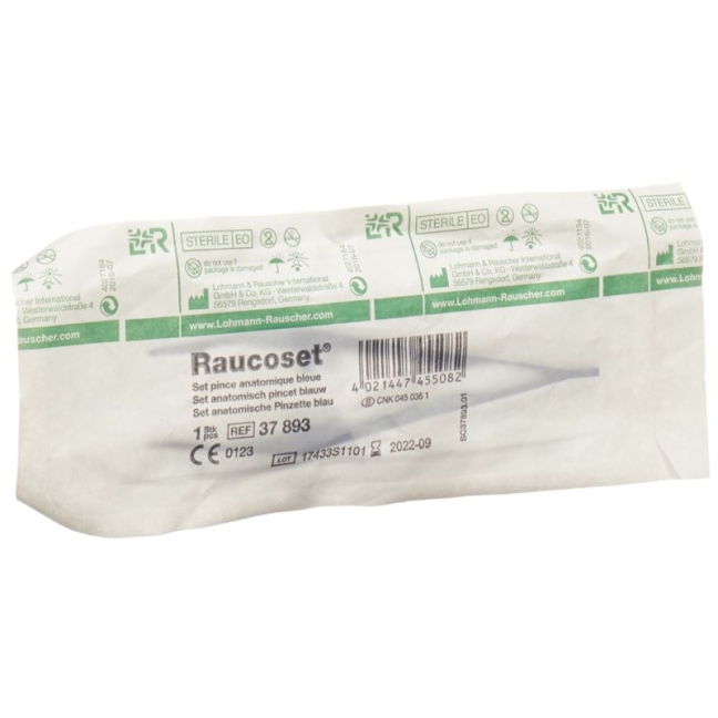 L+R Pinzette anatomisch blau steril