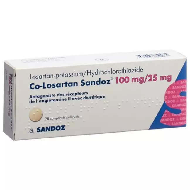 CO Losartan Sandoz 100/25 mg 28 filmtablets CO Losartan Sandoz 100/25 mg 28 filmtablets