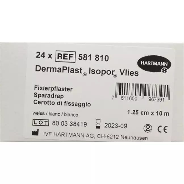 Dermaplast Isopor фиксирующий пластырь 10мX1.25см Vlies Weiss 24 штуки Dermaplast Isopor фиксирующий пластырь 10мX1.25см Vlies Weiss 24 штуки
