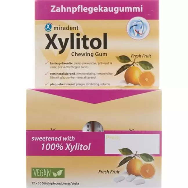 MIRADENT XYLIT KAUGUM FRUCHT MIRADENT XYLIT KAUGUM FRUCHT