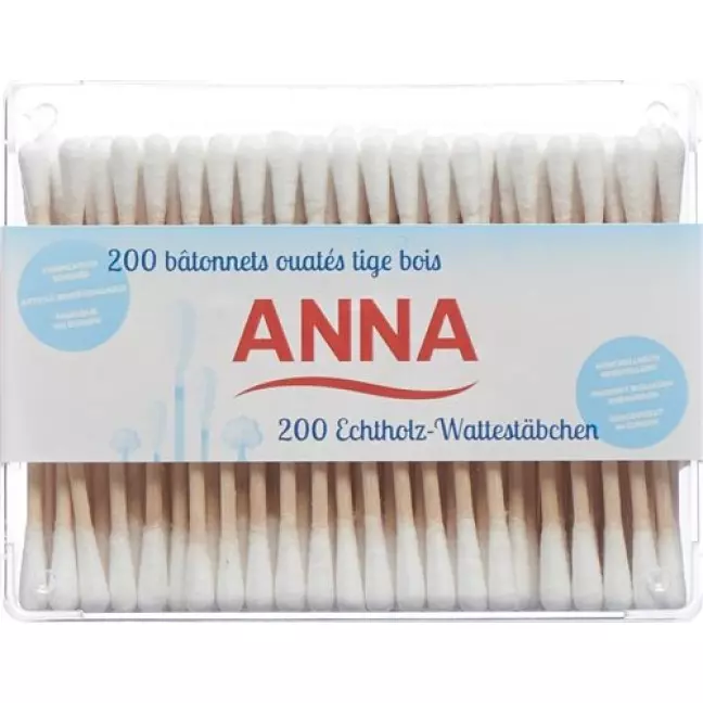Anna Wattestabchen Holz 200 штук