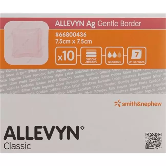 Allevyn Ag Gentle Border повязка для ран 7.5x7.5см 10 штук Allevyn Ag Gentle Border повязка для ран 7.5x7.5см 10 штук