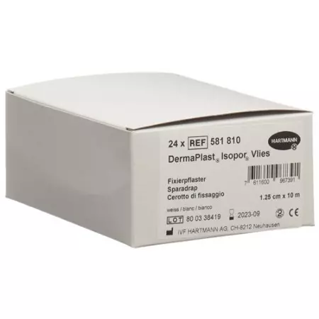 Dermaplast Isopor фиксирующий пластырь 10мX1.25см Vlies Weiss 24 штуки Dermaplast Isopor фиксирующий пластырь 10мX1.25см Vlies Weiss 24 штуки