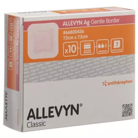 Allevyn Ag Gentle Border повязка для ран 7.5x7.5см 10 штук Allevyn Ag Gentle Border повязка для ран 7.5x7.5см 10 штук