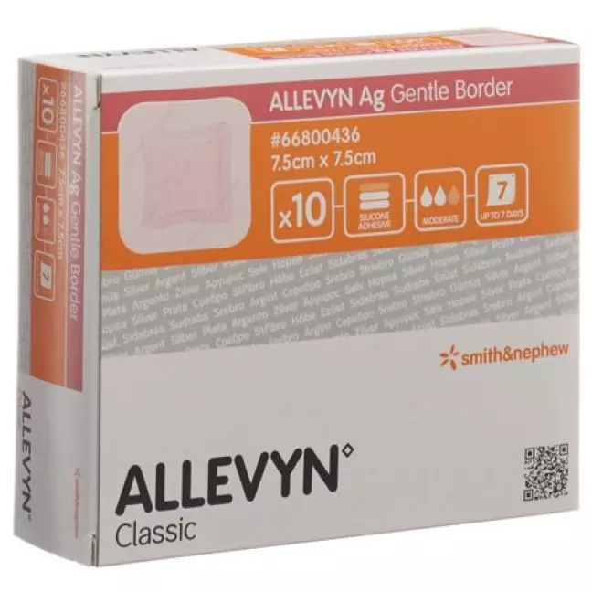 Allevyn Ag Gentle Border повязка для ран 7.5x7.5см 10 штук Allevyn Ag Gentle Border повязка для ран 7.5x7.5см 10 штук