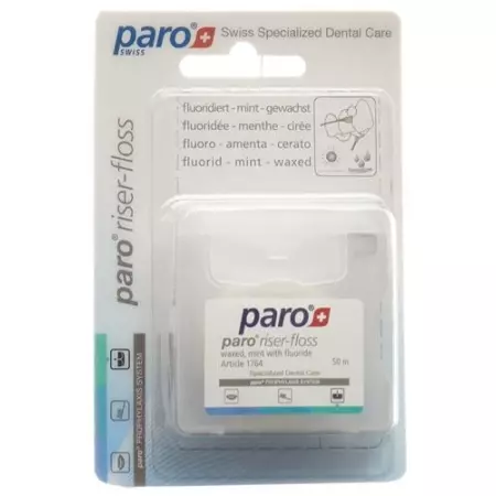 Paro Riser Floss 50m Gewachst Mint mit Fluorid Paro Riser Floss 50m Gewachst Mint mit Fluorid