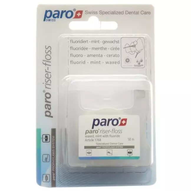 Paro Riser Floss 50m Gewachst Mint mit Fluorid Paro Riser Floss 50m Gewachst Mint mit Fluorid