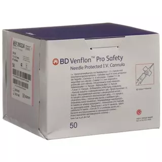 BD Venflon Pro Safety 20г 1.1x32мм Rosa 50 штук
