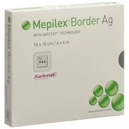 Mepilex Ag Border Schaumverband 10x10см 5 штук Mepilex Ag Border Schaumverband 10x10см 5 штук