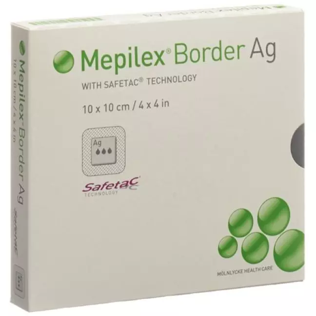 Mepilex Ag Border Schaumverband 10x10см 5 штук Mepilex Ag Border Schaumverband 10x10см 5 штук