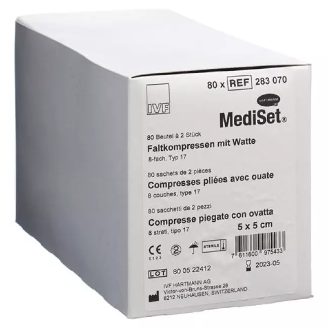 MediSet Faltkompressen mit Watte 5x5см Typ 17 8-fach 80x 2 штуки MediSet Faltkompressen mit Watte 5x5см Typ 17 8-fach 80x 2 штуки