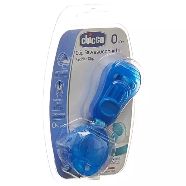 Chicco Saugerschutz mit Clip Blue 0m+ Chicco Saugerschutz mit Clip Blue 0m+