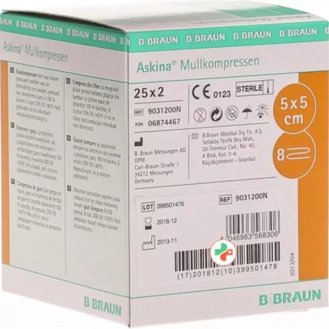 Askina Mullkompresse стерильный 5смx5см 2x 25 штук Askina Mullkompresse стерильный 5смx5см 2x 25 штук