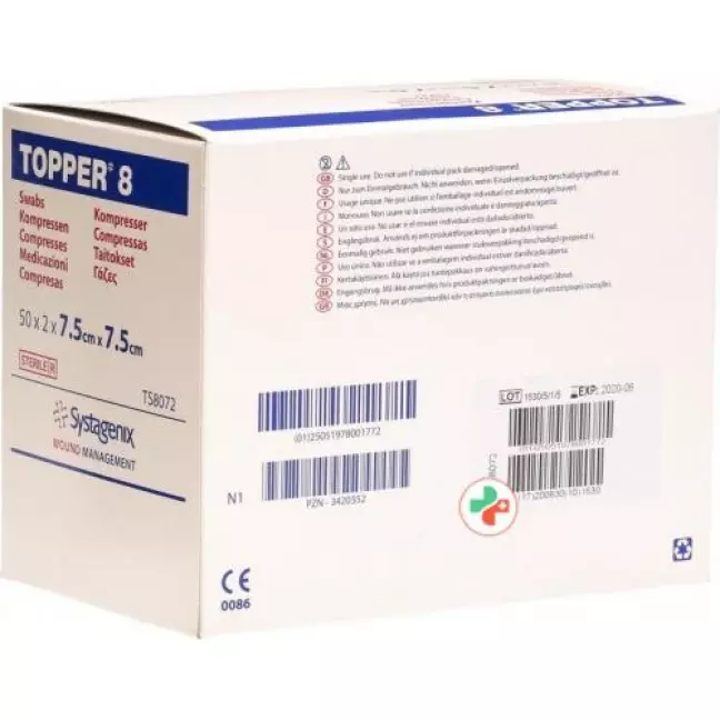 Topper 8 Einmal-Kompressen 7.5x7.5см стерильный 50 пакетиков a 2 штуки Topper 8 Einmal-Kompressen 7.5x7.5см стерильный 50 пакетиков a 2 штуки