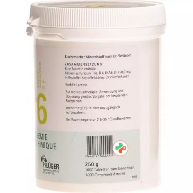 Pflueger Schussler Nr. 6 Kal Sulf в таблетках, D 6 250г Pflueger Schussler Nr. 6 Kal Sulf в таблетках, D 6 250г