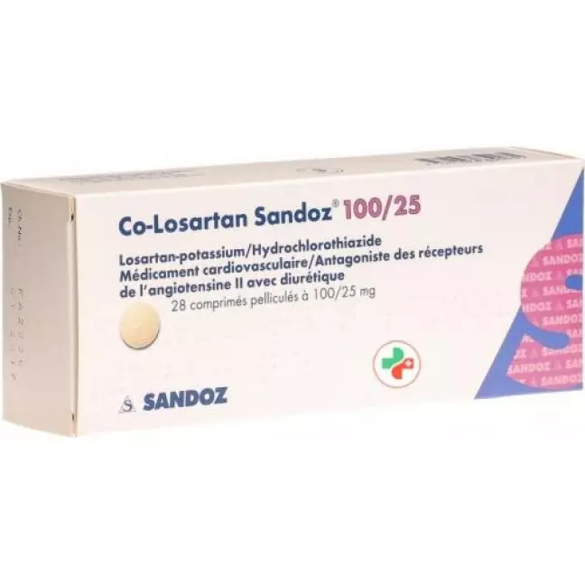 CO Losartan Sandoz 100/25 mg 28 filmtablets CO Losartan Sandoz 100/25 mg 28 filmtablets