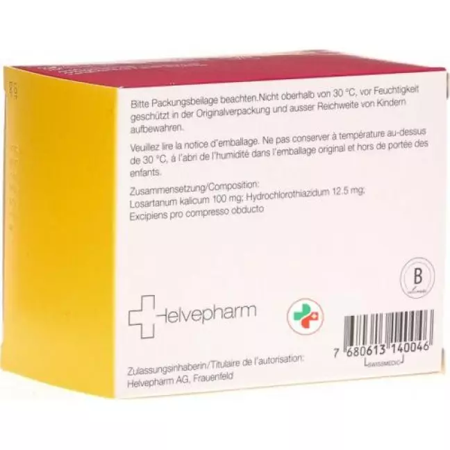 Losartan HCT Helvepharm 100/12.5 mg 98 filmtablets Losartan HCT Helvepharm 100/12.5 mg 98 filmtablets
