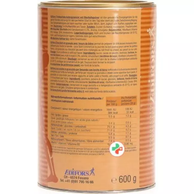Edifors Trinkschokoladengranulat mit Bierhefepulver 600г Edifors Trinkschokoladengranulat mit Bierhefepulver 600г