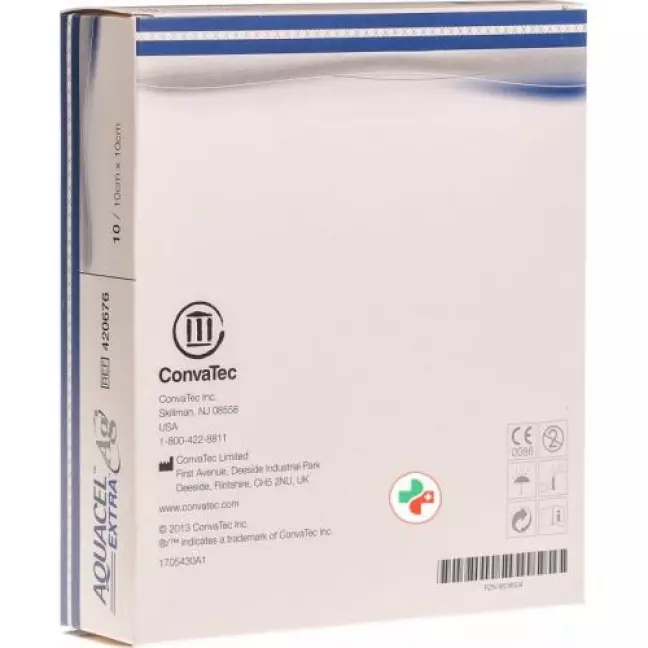Aquacel Ag Extra Hydrofiber Verband 10x10см 10 штук Aquacel Ag Extra Hydrofiber Verband 10x10см 10 штук