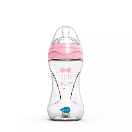 NUVITA Glasflasche 240ml Anti-Kolik pink 3M+