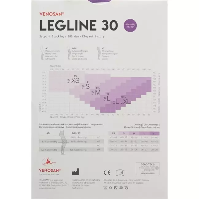 VENOSAN LEGLINE 30 A-T XS черный 1 пара VENOSAN LEGLINE 30 A-T XS черный 1 пара