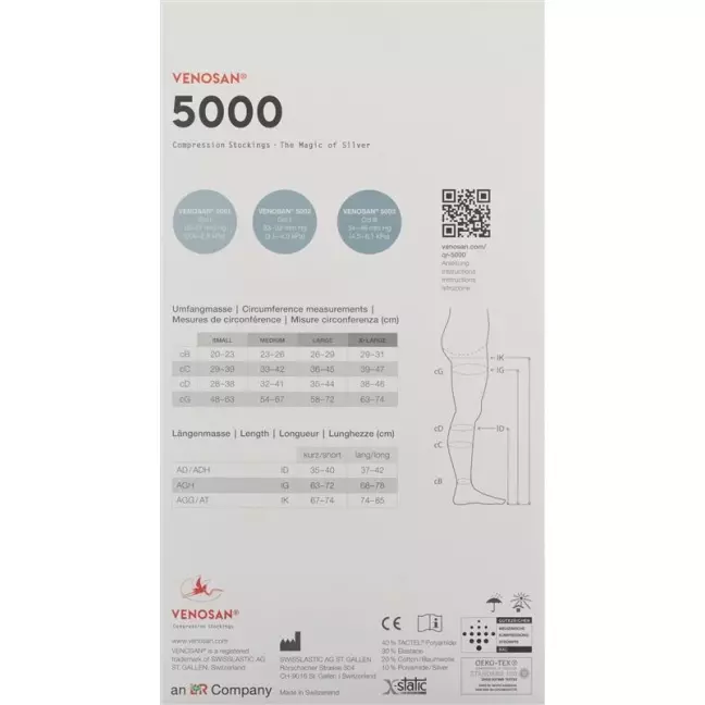 VENOSAN 5001 A-GH KKL1 S удлиненный, Мексика, 1 пара