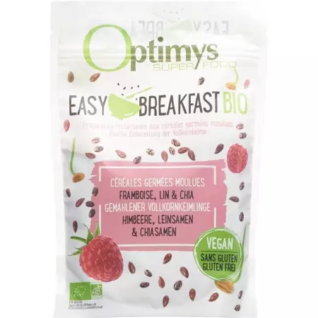 Органический пакетик Optimys Easy Breakfast с малиной и семенами льна и семенами чиа