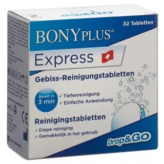Таблетки для чистки и чистки зубных протезов Bony Plus Express 32 шт.
