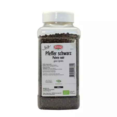 Morga Gewürz Pfeffer Schwarz Ganz Bio Dose 500g Morga Gewürz Pfeffer Schwarz Ganz Bio Dose 500g